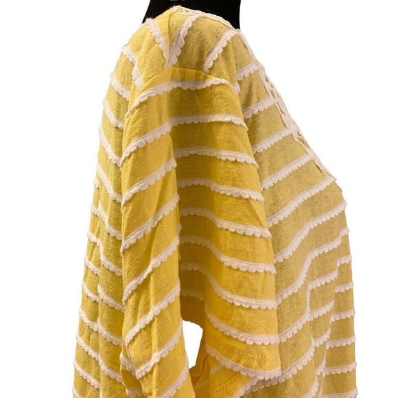 Alfred Dunner Yellow and White Striped Crocheted Lace Top Size 2X - Picture 7 of 14
